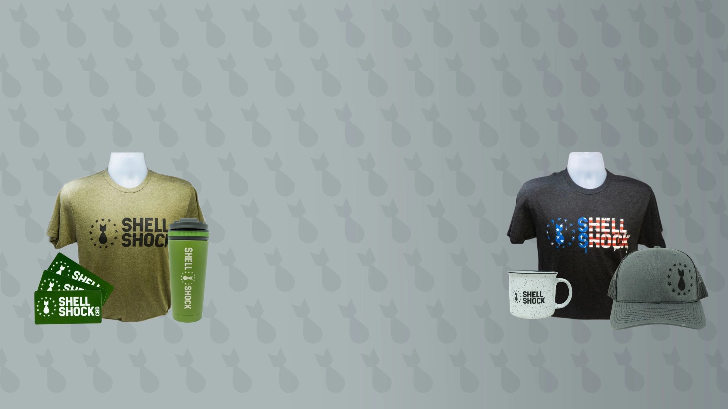 Shell Shock CBD Merchandise. Shell Shock CBD T-Shirts, hats, mugs, stickers, dog bandana, sweatshirts. 