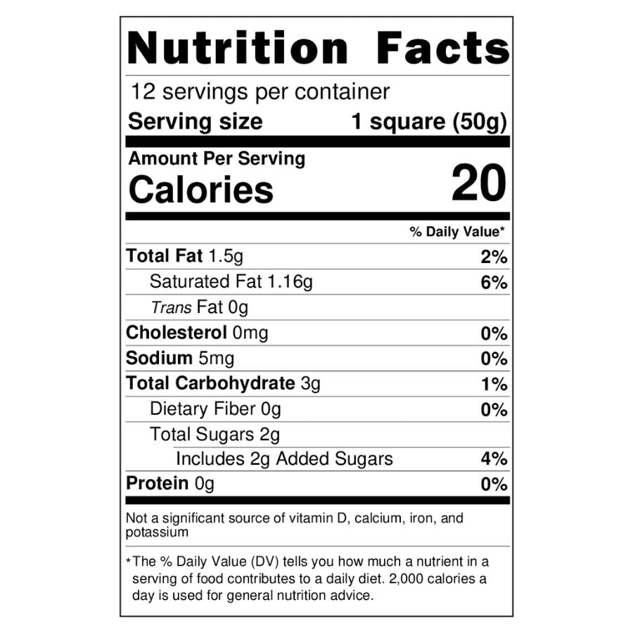 D8 Dark Chocolate Bar Nutrition Label