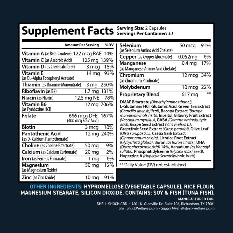 ZERO'D NOOTROPIC Supplement Label