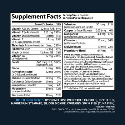 ZERO'D NOOTROPIC Supplement Label
