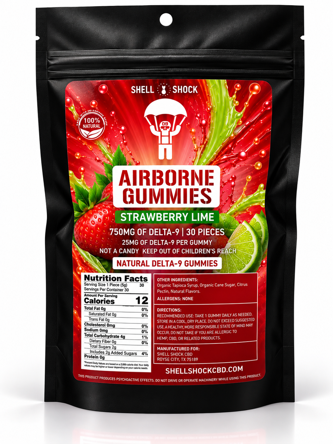 Delta-9 Airborne Gummies | 7.5mg THC + 25mg CBD | Shell S