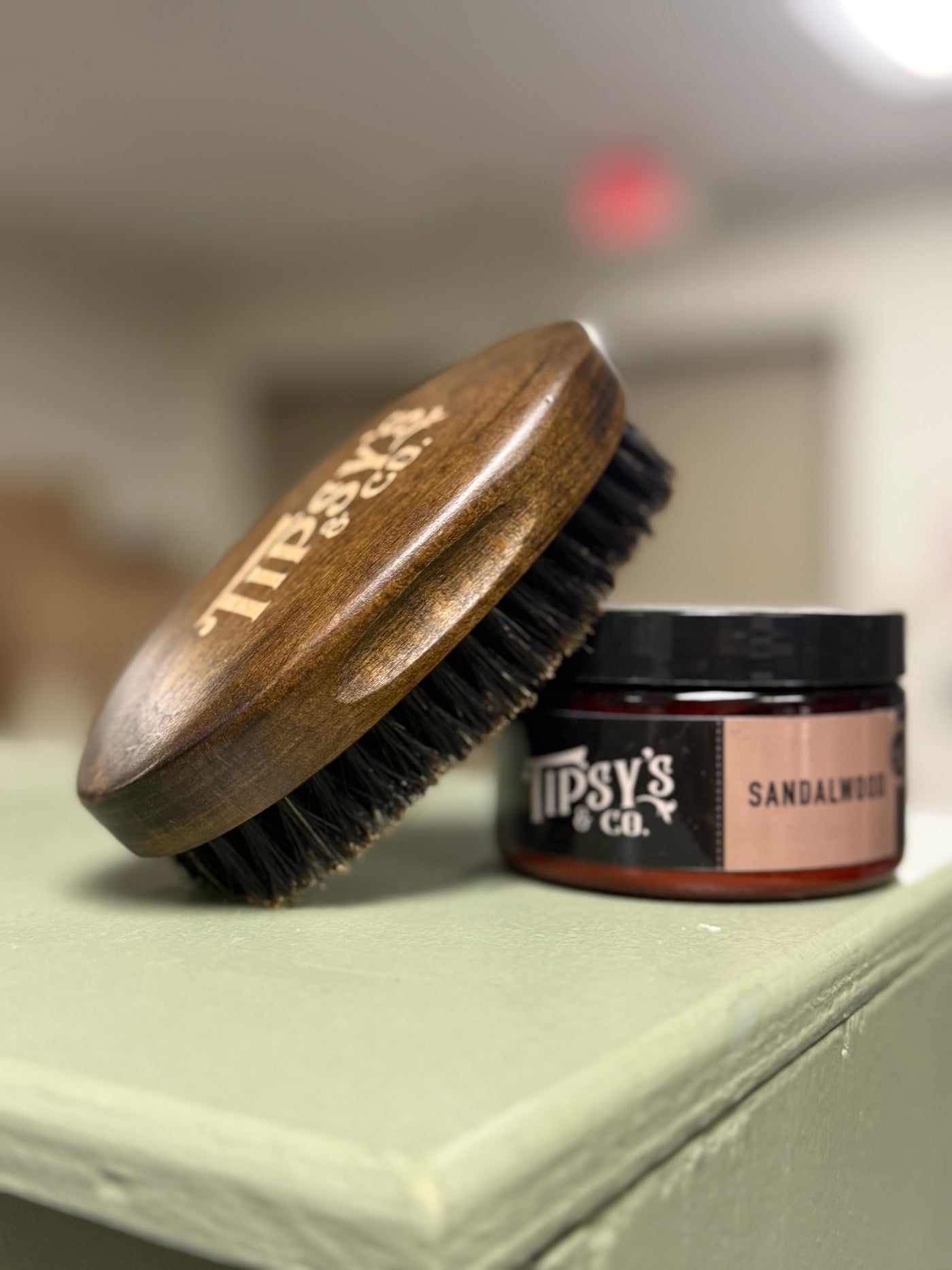 Tipsy's beard brush and shaving cream combo!