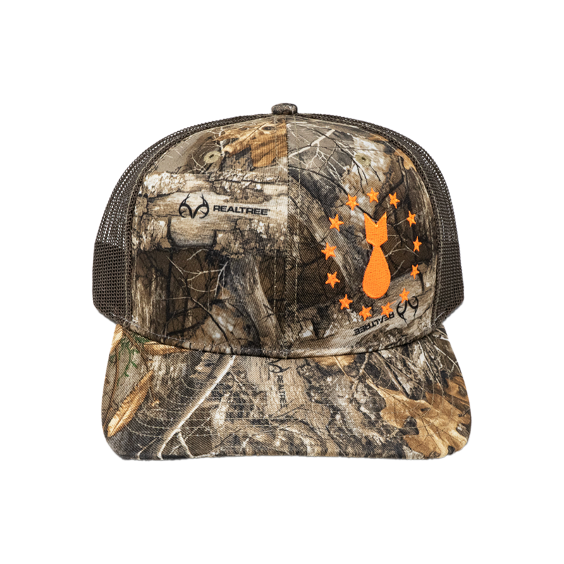 Camo Shell Shock Logo Truckers Hat – Veteran-Owned CBD Brand